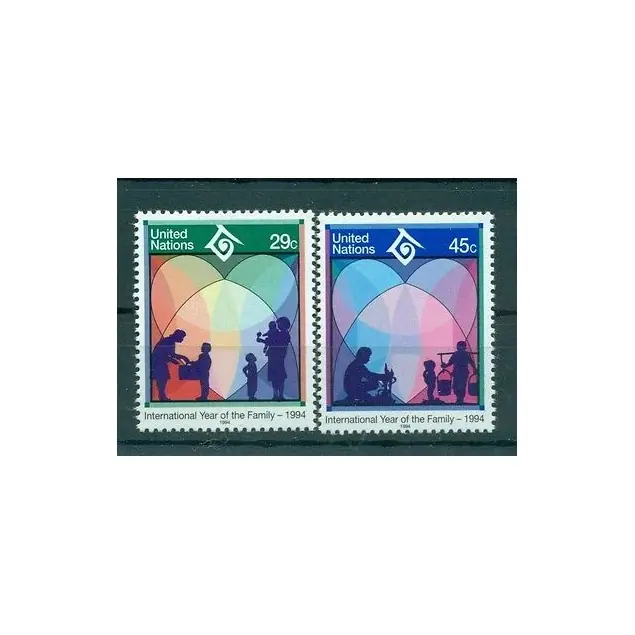 Nations Unies New York 1994 - Y & T n. 649/50 - Année Internationale de la Famille (Michel n. 661/62) Remise