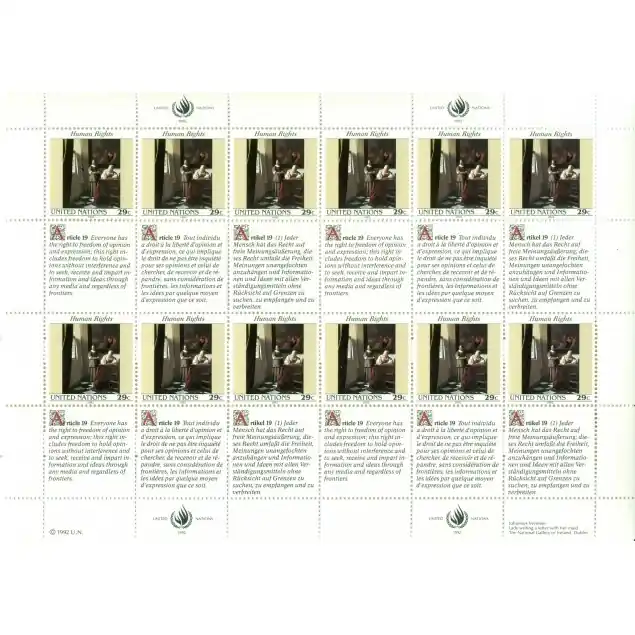 Promotion Nations Unies New York 1992 - Y & T n.620/25 - Droits de l'Homme (IV) (Michel n. 640/41)