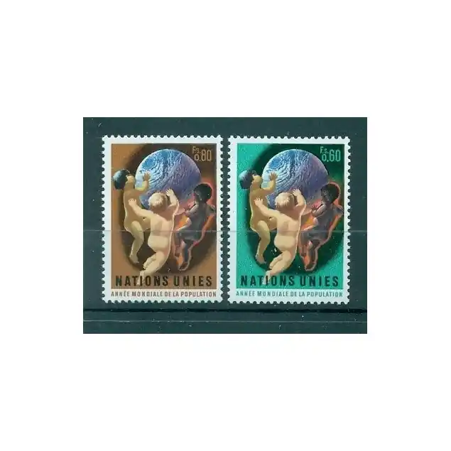 Nations Unies Genève 1974 - Y & T n. 43/44 -  Année mondiale de la population (Michel n. 43/44) Garantie Incluse