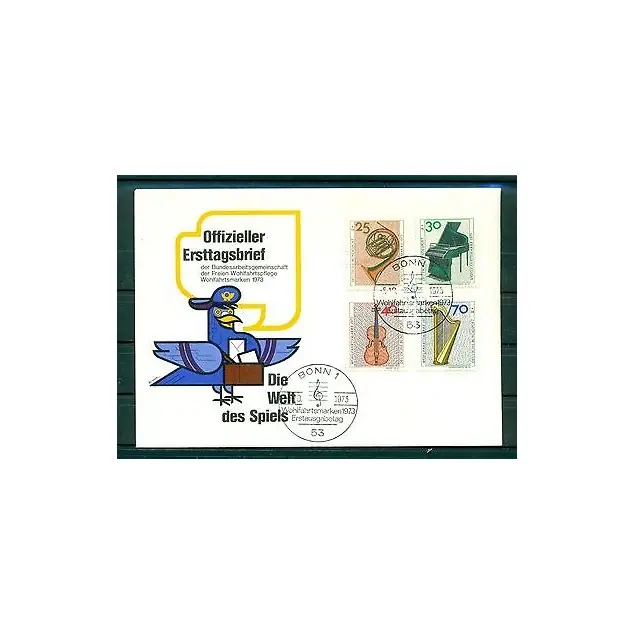 Allemagne  1973 - Y & T n.631/34 - Instruments de musique Nouvelle Collection