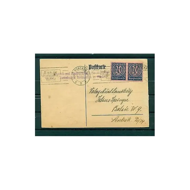 Meilleur Prix Deutsches Reich 1922/23 - Michel n.72  - Timbres de service sur carte postale (Y & T n. 34)