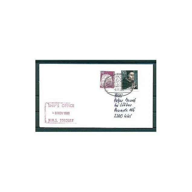 Original Allemagne 1980 - Enveloppe  Frégate H.M.S. Torquay
