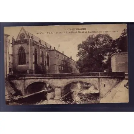 Carte postale 63 - Issoire - Pont neuf et institution Saint-Louis - Non voyage - Dos divise Marque