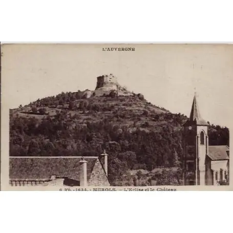 Carte postale 63 - Murols - L'eglise et le chateau - Voyage - Dos divise Satisfait Ou Remboursé