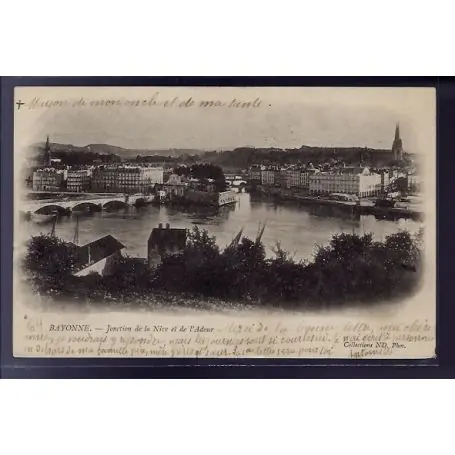 Carte postale 64 - Bayonne - Jonction de la Nive et de l' Adour - Voyage - Dos non divise Offre Exclusive