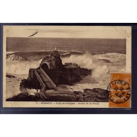 Carte postale 64 - Biarritz - Golfe de Gascogne - rocher de la Vierge - Voyage - Dos divise Meilleur Choix