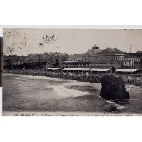 Populaire Carte postale 64 - Biarritz - La plage et le Casino Municipal - Voyage - Dos divise