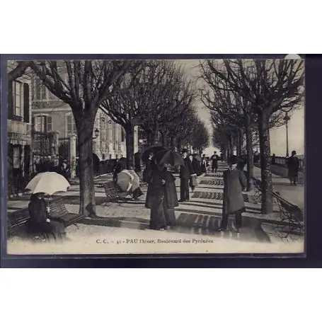 Promotion Saisonnière Carte postale 64 - Pau - L' hiver - Boulevard des Pyrenees - Voyage - Dos divise