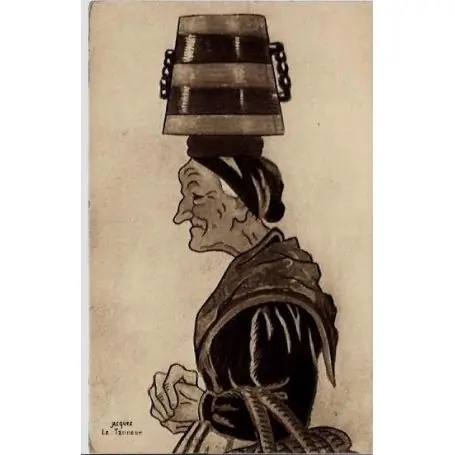 Livraison Gratuite Carte postale 64 - Pays Basque - Vieille basquaise - Aquarelle - Voyage - Dos divise