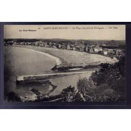 Carte postale 64 - Saint-Jean-de-Luz - La plage - vue prise de Bordaguin - Voyage - Dos div Offre Spéciale