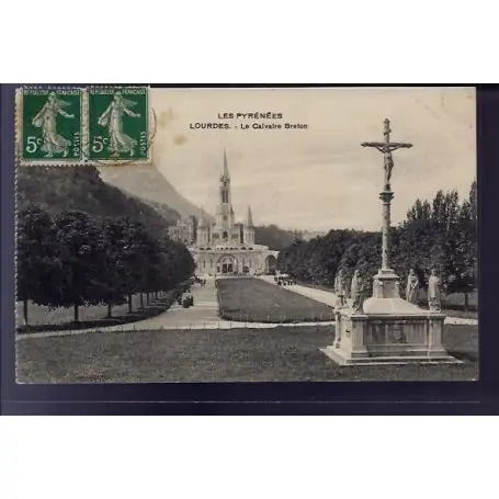 Réduction Carte postale 65 - Lourdes - Le Calvaire Breton - Voyage - Dos divise