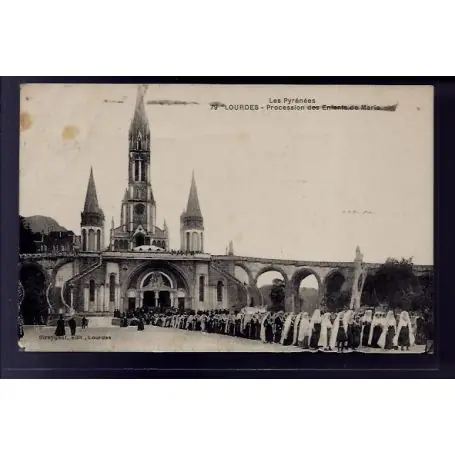 Top Vente Carte postale 65 - Lourdes - Procession des enfants de Marie - Voyage - Dos divise