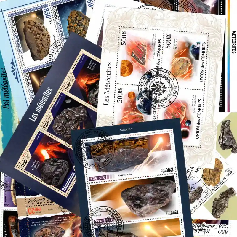 Populaire Météorites 15 blocs feuillets de timbres thématiques.