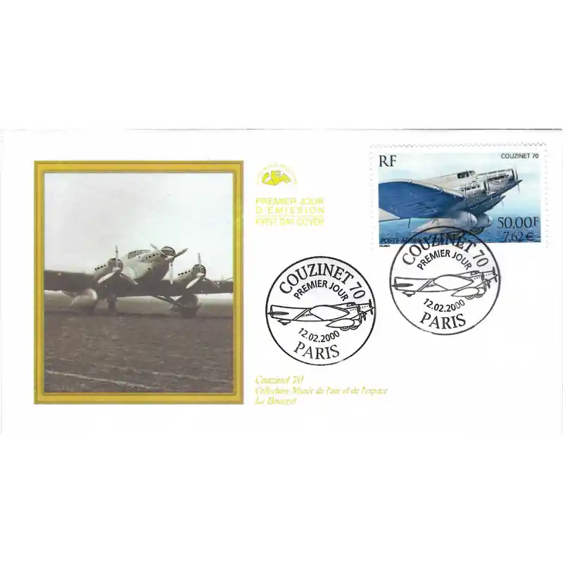 Prix Réduit Timbre poste aérienne N°64 Couzinet 70 oblitéré sur enveloppe FDC.