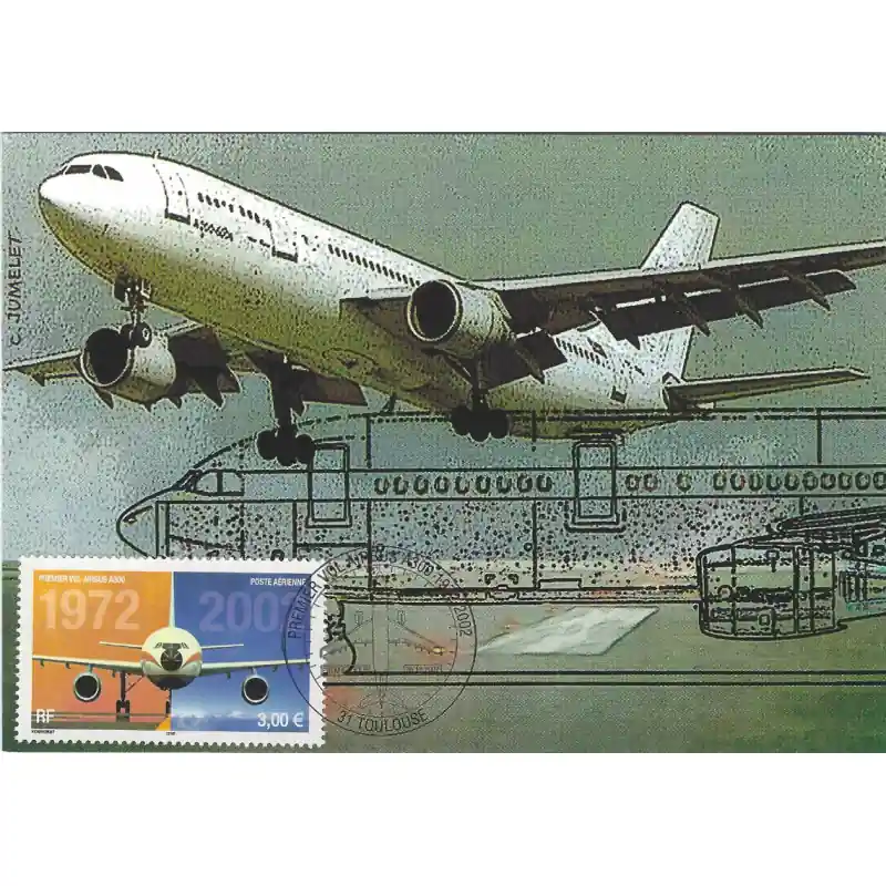 Timbre poste aérienne N°65 Airbus A300 oblitéré sur carte maximum. Bon Plan