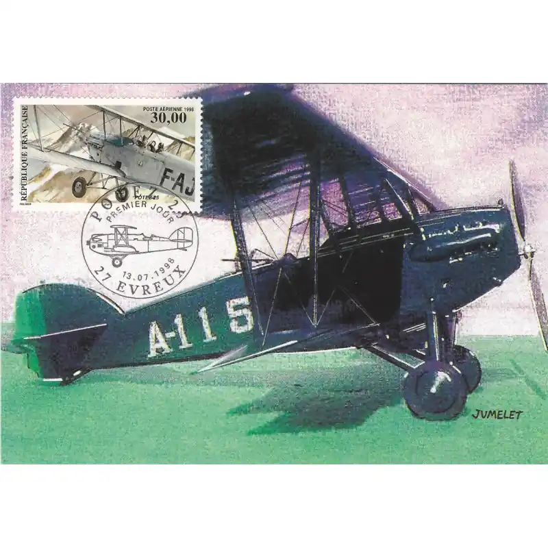 Timbre poste aérienne N°62 Potez 25 oblitéré sur carte maximum. Must-Have