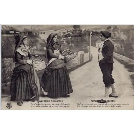 Carte postale 65 - Types des Pyrenees - Agreable rencontre de deux femmes et un homme - Voya Meilleur Prix