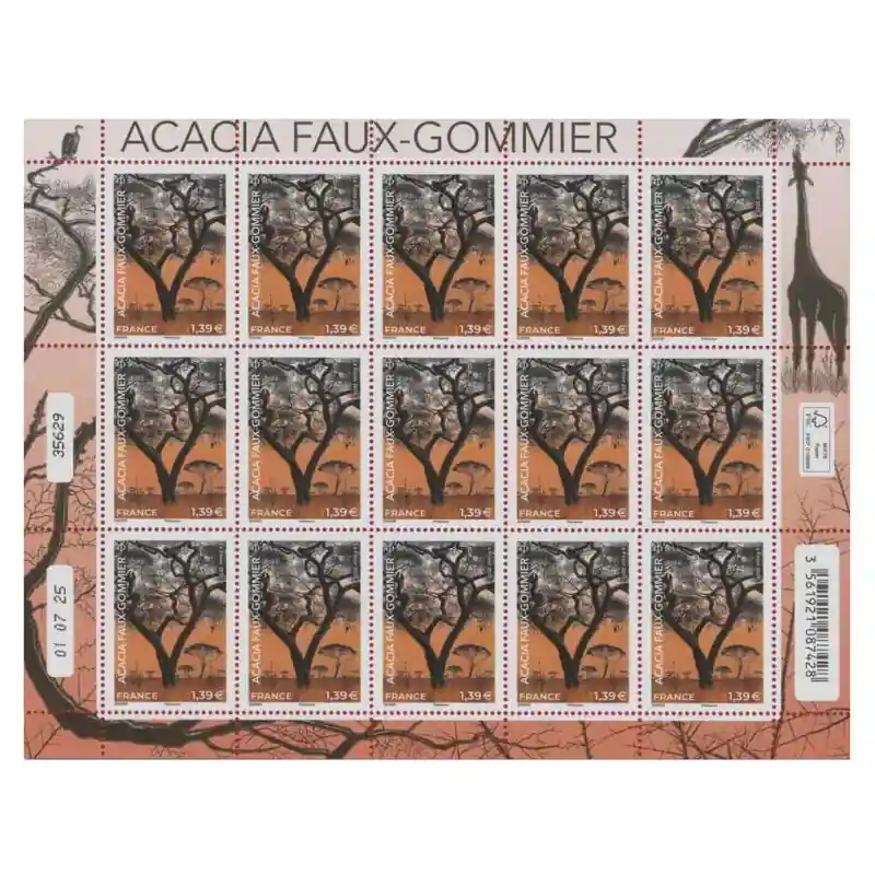 Prix Cassé Timbre Acacia faux gommier en feuillet de France N°F197 neuf**.