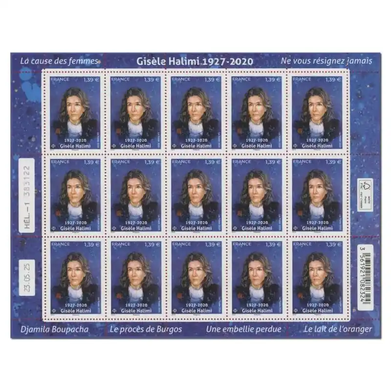 Top Qualité Timbre Gisèle Halimi en feuillet de France N°F195 neuf**.