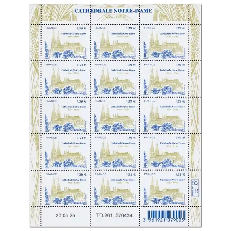 Timbre Notre-Dame de Sées en feuillet de France N°F192 neuf**. Vente Flash