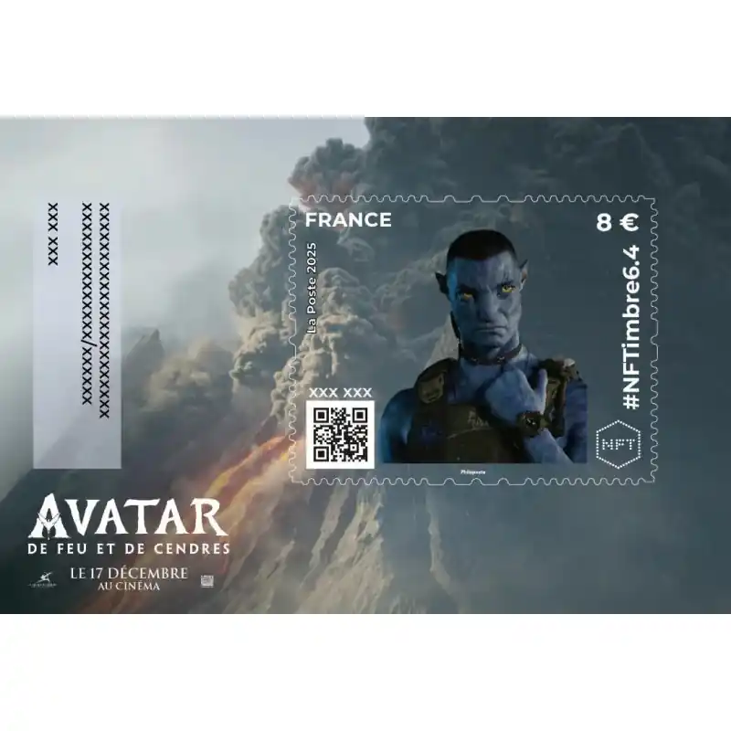 Offre Limitée Feuillet crypto NFTimbre6.4 Avatar Miles Quaritch autoadhésif.