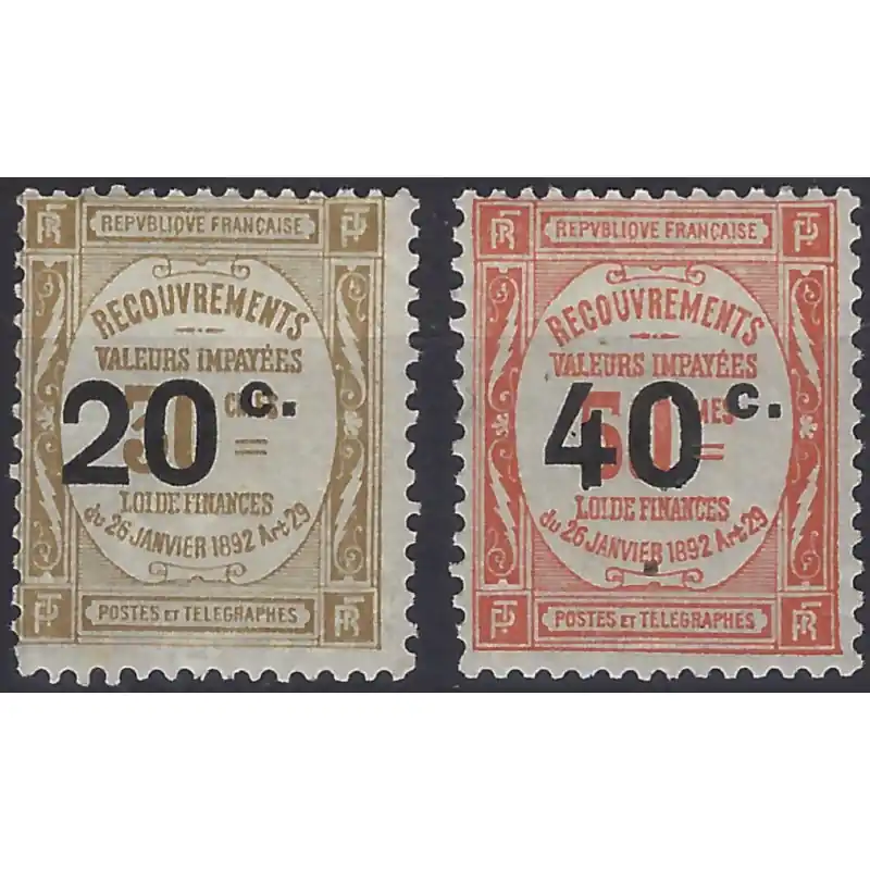 Timbres taxe de France Recouvrements N°49-50 série neuf*. Original