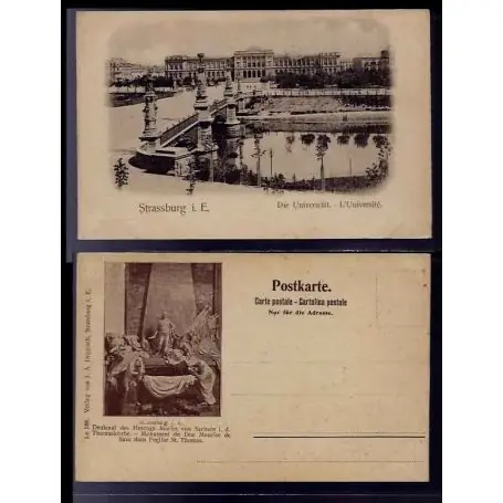 Carte postale 67 - Strasbourg - l' Universite - au verso Monument du Duc Maurice de Saxe da Exclusif