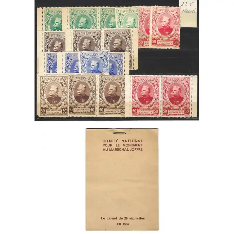 Maréchal Joffre lot de vignettes souscription nationale avec carnet complet. Prix Choc