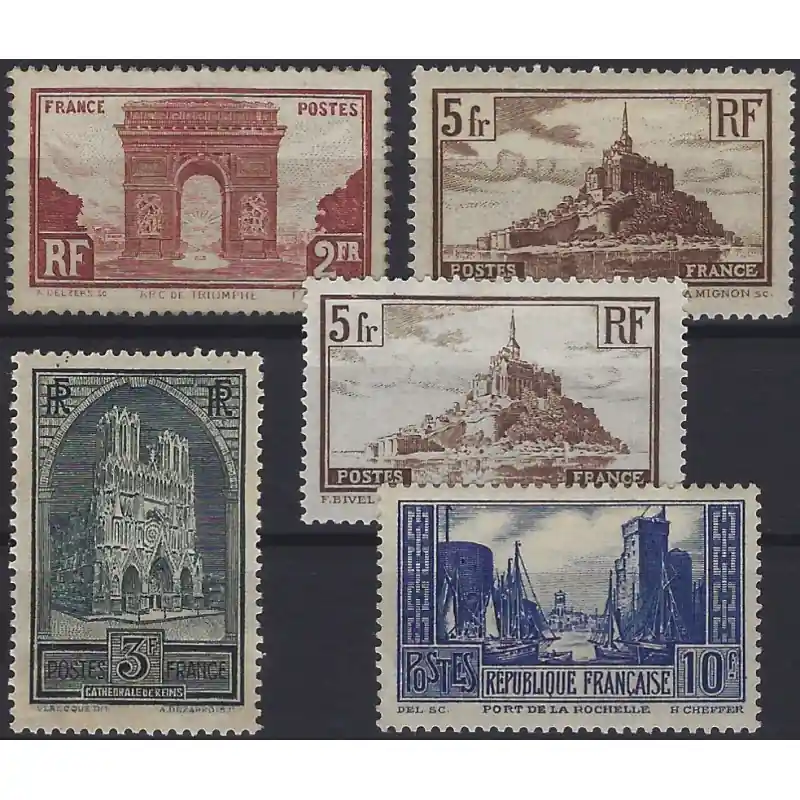 Certifié Monuments et sites timbres de France N°258-261 neuf*.