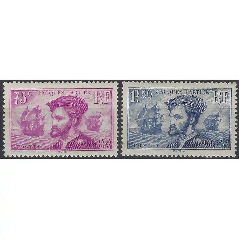 Top Qualité Jacques Cartier timbres de France N°296-297 série neuf**.