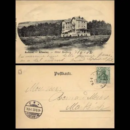 Carte postale 68 - Aubure - Hotel Musberg - 1902 Satisfait Ou Remboursé