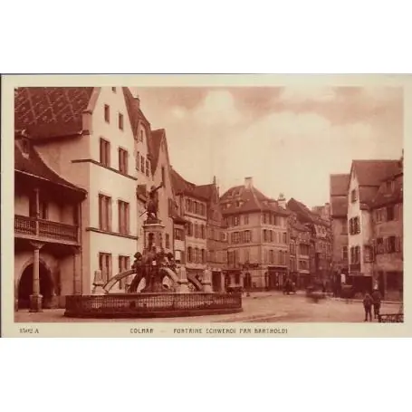 Carte postale 68 - Colmar - Fontaine Schwendi par Bartholdi - Non voyage - Dos divise Retour Gratuit
