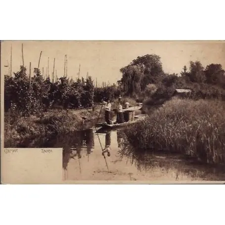 Carte postale 68 - Colmar - Iauch - Personne sur une barque - Marais - Non voyage - Dos divi Livraison Gratuite