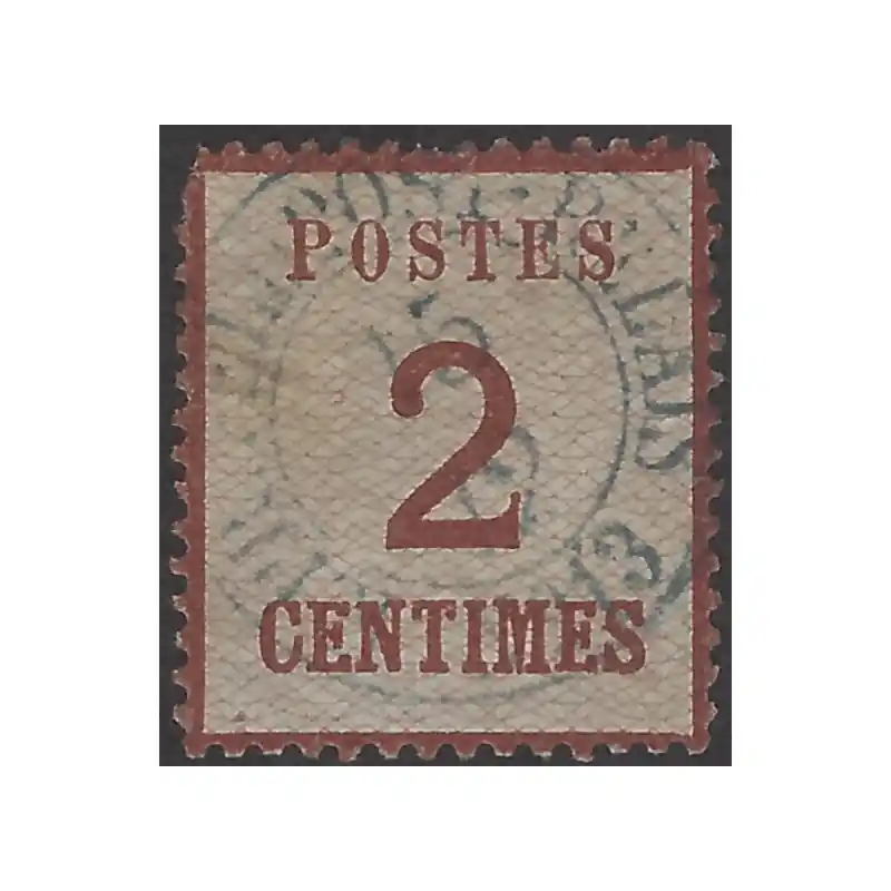 Top Vente Alsace Lorraine timbre N°2 oblitéré.