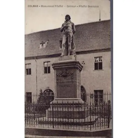 Carte postale 68 - Colmar - Monument Pfeffel - Colmar - Pfeffel Denkmal - Voyage - Dos divis Paiement Sécurisé
