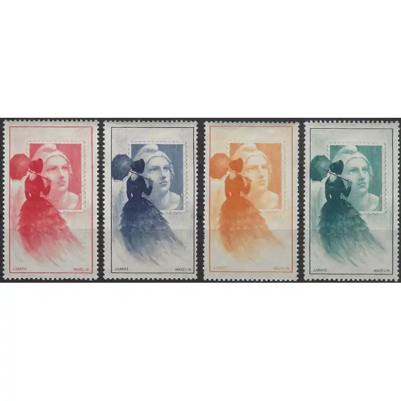 Vente Flash CITEX vignette officielle Marianne de Gandon N°19 en 4 couleurs.