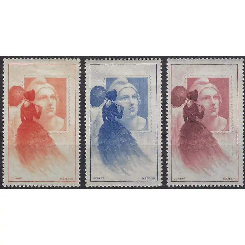 CITEX vignette officielle Marianne de Gandon N°19 en 3 couleurs. Certifié