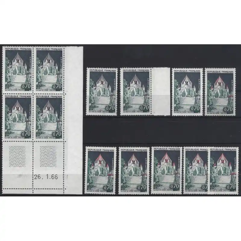 Tour de César timbre de France N°1392A lot de nuances pour étude. Vente Directe