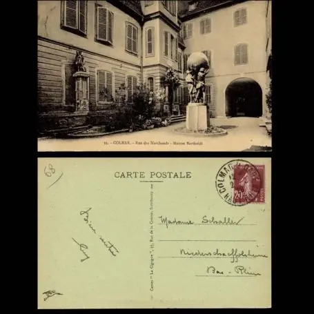 Carte postale 68 - Colmar - Rue des Marchands - Maison Bartholdi Bon Plan