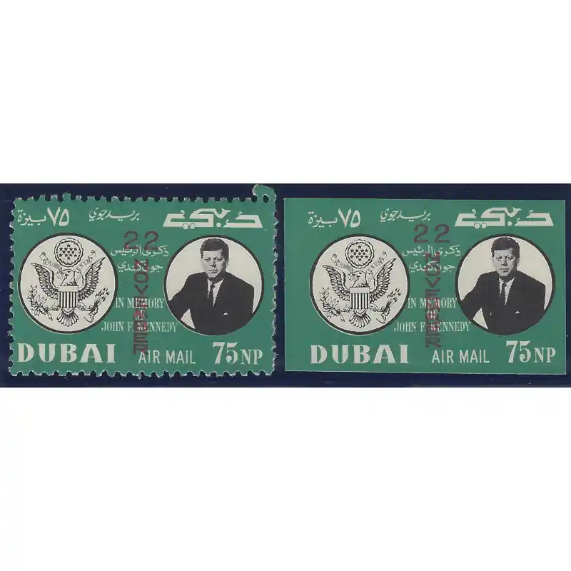 Produit De Marque Kennedy timbre poste aérienne de Dubaï N°62 et 62a neuf**.