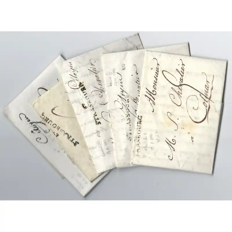 Marque postale 67 Strasbourg N°27 sur 5 plis entre 1796-1799. Expédition Rapide
