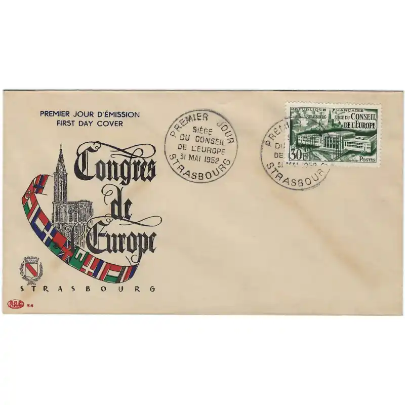 Artisanat Conseil de l'Europe timbre de France N°923 oblitéré sur FDC.
