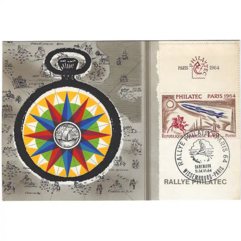 Usine Directe Philatec timbre N°1422 oblitéré Rallye Philatec 11-14 juin 1964.