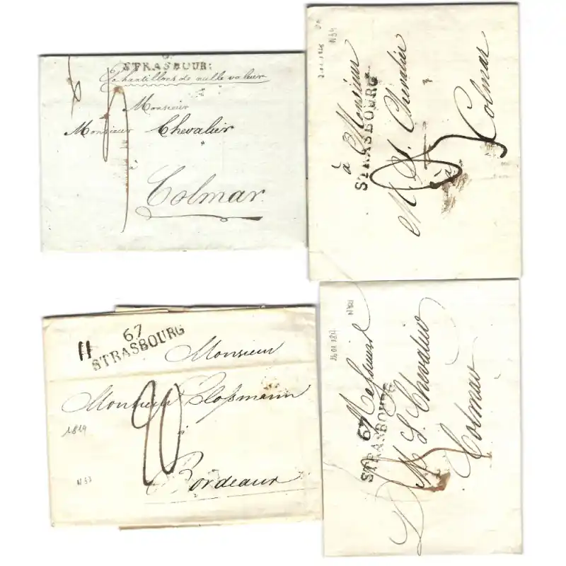 Marque postale 67 Strasbourg N°31-34 la série sur 4 plis. Prix Choc