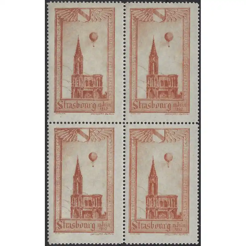Meilleur Choix Vignette journée de l'aviation Strasbourg par Ballon N°10 bloc de 4 neuf**.