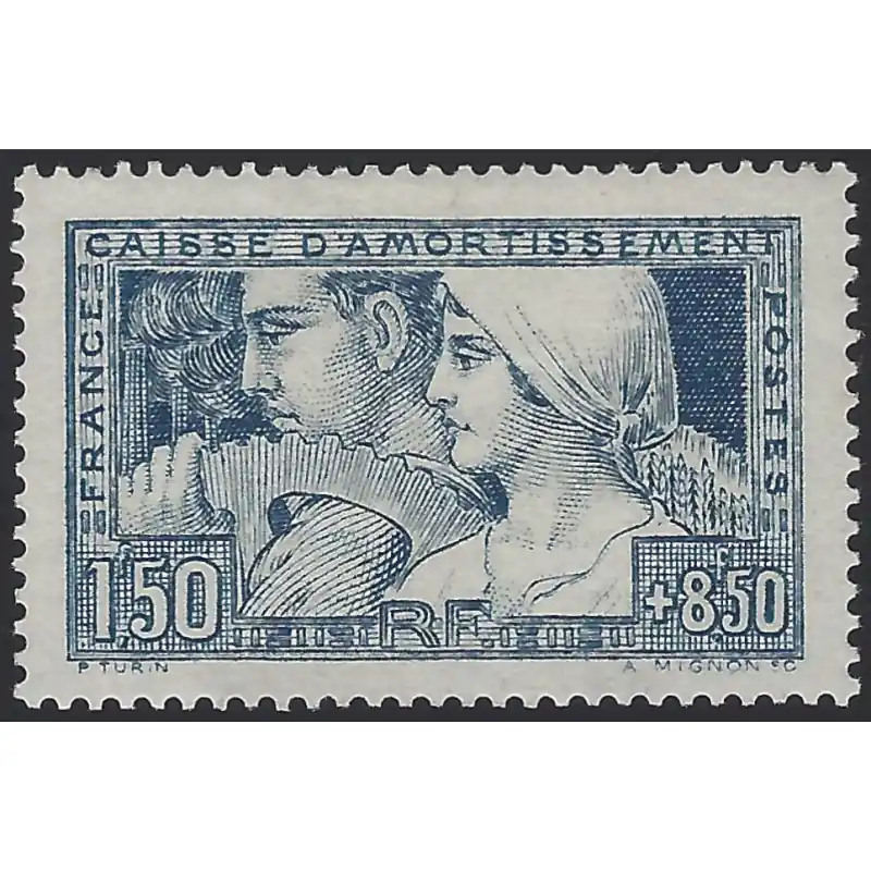 Certifié Le Travail timbre de France N°252a neuf*.