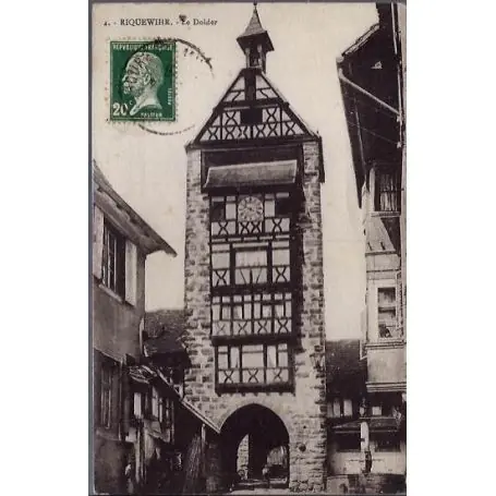 Carte postale 68 - Riquewihr - Le Dolder - clocher - Voyage - Dos divise Meilleure Qualité