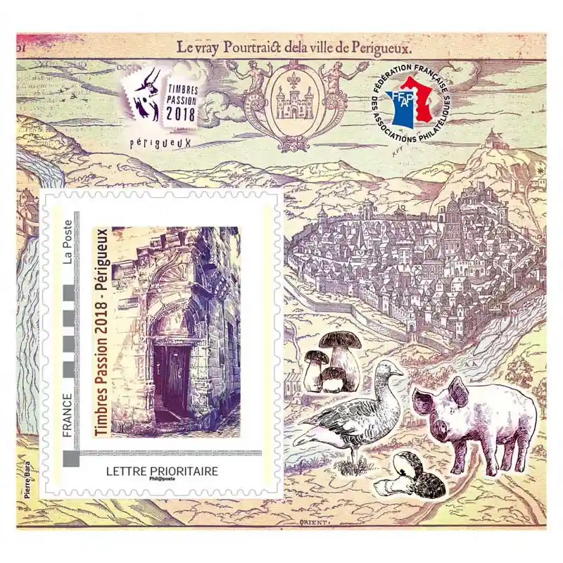 Quantité Limitée Bloc FFAP N°15 Périgueux Carte ancienne autoadhésif.