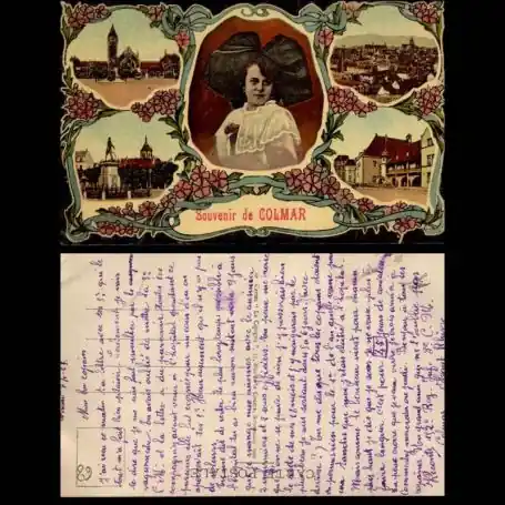 Carte postale 68 - Souvenir de Colmar - Multivue - Alsacienne - Couleur Prix Bas