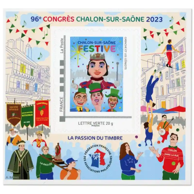 Bloc FFAP N°22 Chalon-sur-Saône Festive autoadhésif. Remise